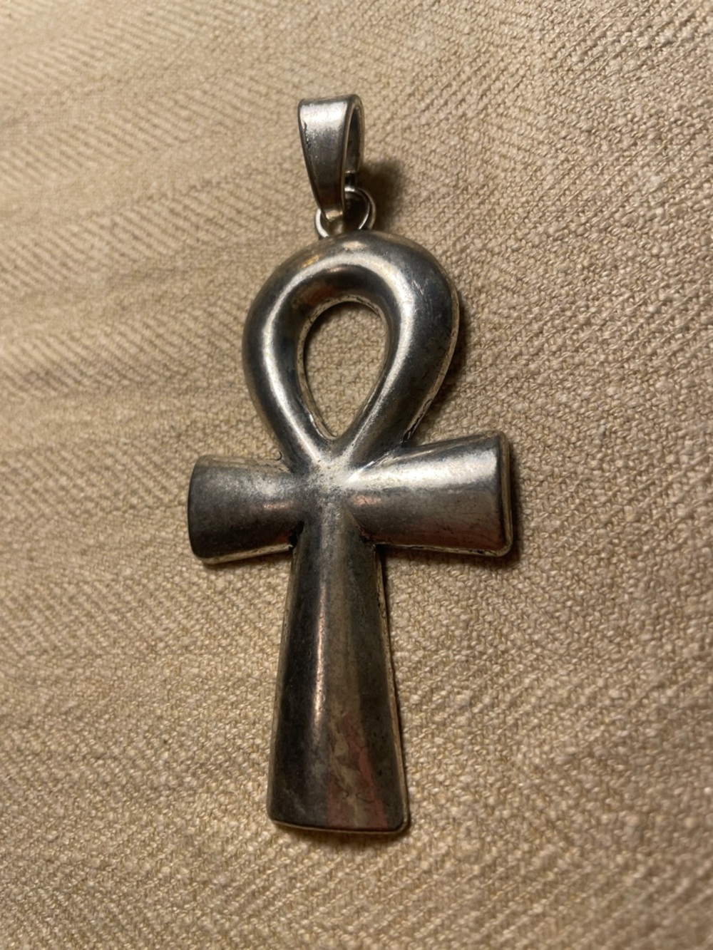 Large Silver Ankh Pendant Necklace - Picture 3 of 3